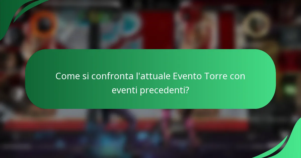 Come si confronta l'attuale Evento Torre con eventi precedenti?